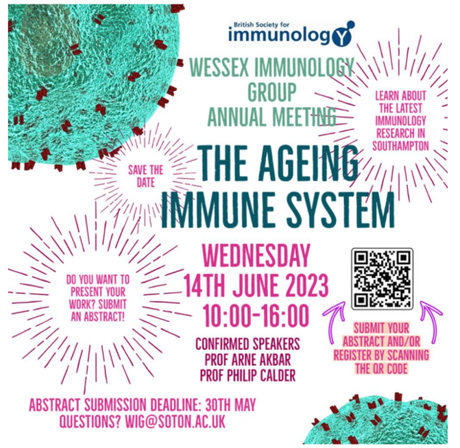 Registration and abstract submissions are now open for our annual meeting. For more info visit: immunology.org/events/ageing-…
<a href="/britsocimm/">British Society for Immunology</a>  <a href="/UoS_Medicine/">Southampton Medicine</a> <a href="/SouthamptonBRC/">NIHR Southampton BRC</a> <a href="/CCI_UoS/">Curing Cancer UoS</a> <a href="/sotonbiosci/">Biological Sciences</a>