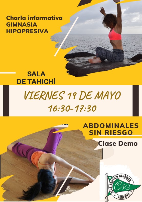 cnbajamar's tweet photo. 🤔 ¿Conoces la gimnasia hipopresiva?
Si todavía no tienes claro en qué consisten este tipo de ejercicios, ven a nuestra charla informativa.
📅 La charla se impartirá este viernes en la Sala de Tahichí a las 16:30h. Además, terminará con una clase demo de Abdominales sin riesgo. https://t.co/USDp052fgv