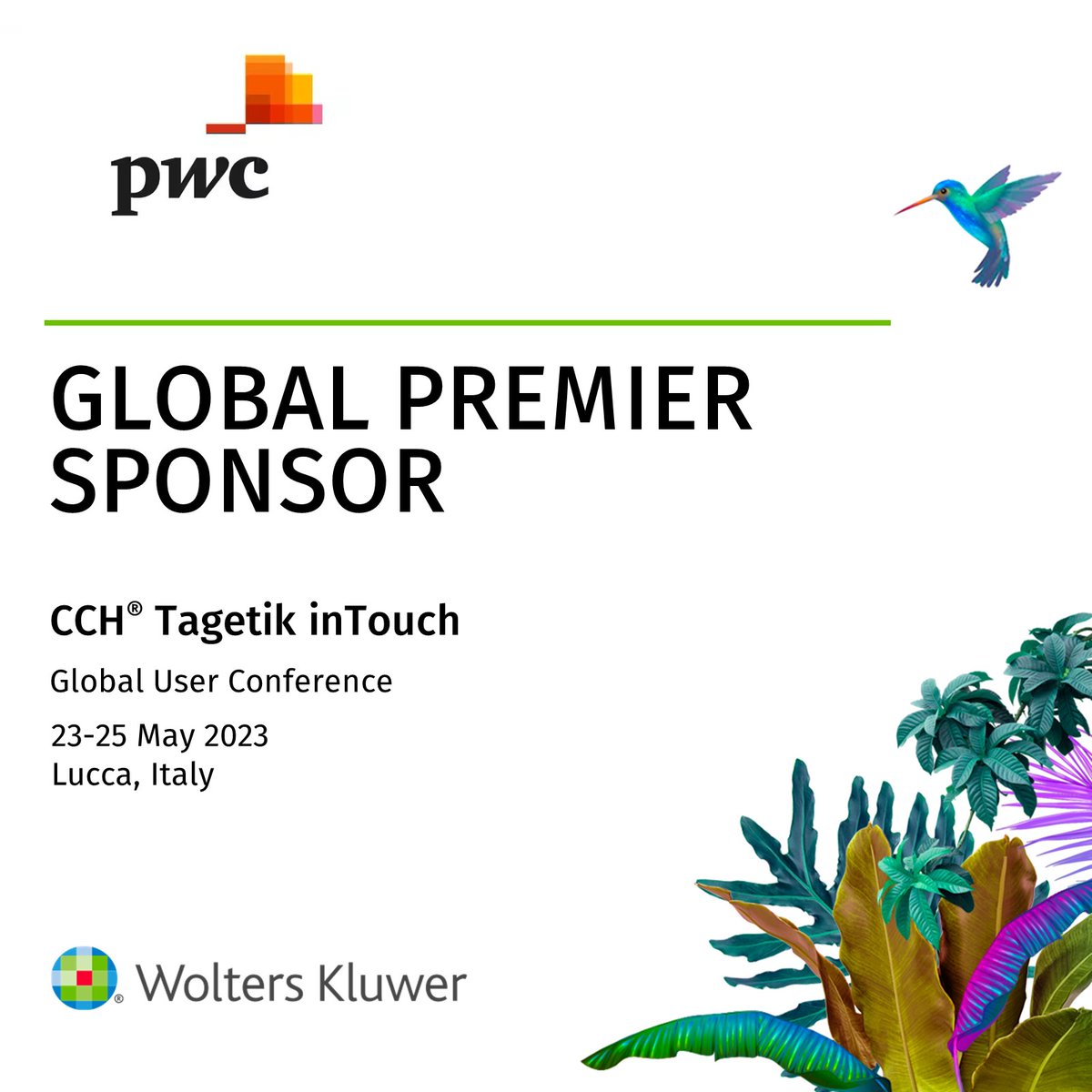 We are happy to announce that PwC will be one of the Global Premier Sponsors at the CCH Tagetik inTouch 2023. Come to visit their booth during the event! bit.ly/3mipk86

#CCHTagetik #inTouch2023 #LeadTheChange
