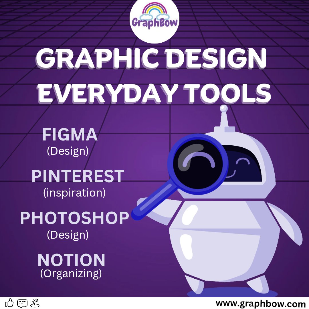 graphbow's tweet photo. Unlock your creativity with these essential Graphic Designing Tools
Follow -@graphbow 
#tools #figma #photoshop #Pinterest #Graphics #GraphicDesign #graphbow https://t.co/ZoPiqdZxR8