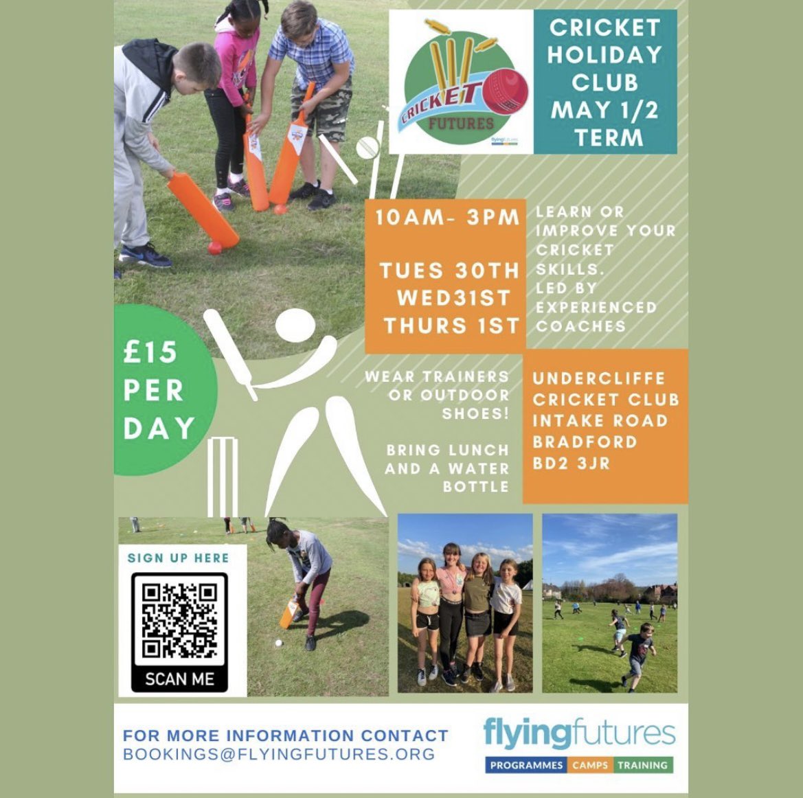 FlyingFutures's tweet photo. CRICKET FUTURES🙌

We are running a cricket holiday club in the May half term holidays!

See the poster for all information with regards to dates, times, venue and much more!

#flyingfutures #flyingfuturestraining #flyingfuturesprogrammes #cricket #cricketlife #cricketfuturestars https://t.co/laCfTXDQiI