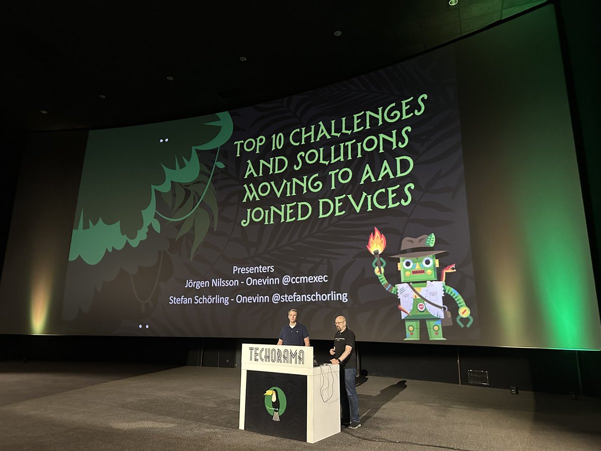 MattiasBorg82's tweet image. ”Top 10 challenges and solutions moving to AAD joined devices” - @ccmexec &amp;amp; @stefanschorling on stage at @TechoramaBE  #Techorama