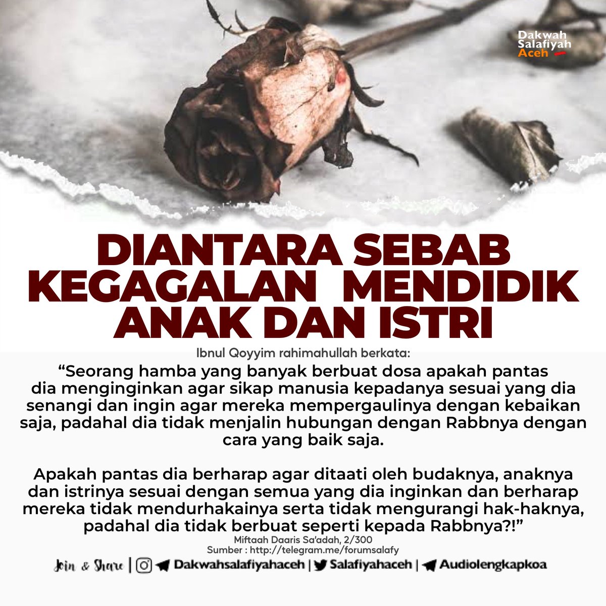 salafiyahaceh's tweet photo. DIANTARA SEBAB KEGAGALAN MENDIDIK ANAK DAN ISTRI
JOIN & SHARE :
Telegram : https://t.co/kUXTdQjvcR
Instagram : https://t.co/vzisCN4mMO
Twitter : https://t.co/bKk06n0M4M
Telegram Audio Kajian Online Aceh: https://t.co/uH2igf7ttz
#nasehat #mendidik https://t.co/jFZyKsbvrE