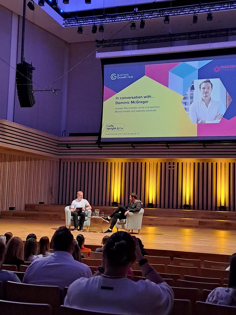 At @StollerHall for the @BizGrowthHub In Conversation with @DominicMcGregor event. Dom and @Nick_Sheps have just taken to the stage 👏.

#MentalHealthAwarenessWeek #HereForBusiness