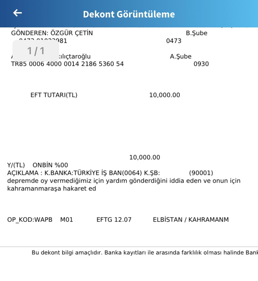 CHP lilerden  hiç bir yardım almadım ama bilmeden de benim ailemin çocuklarımın ve hemşerihlerimin  boğazından geçen bir yardım var ise o yardımın bedelini kendilerine iade etmesi için genel başkanlarına ve Cumhur başkanı adaylarına Kemal Kılıçtaroğluna gönderdim.