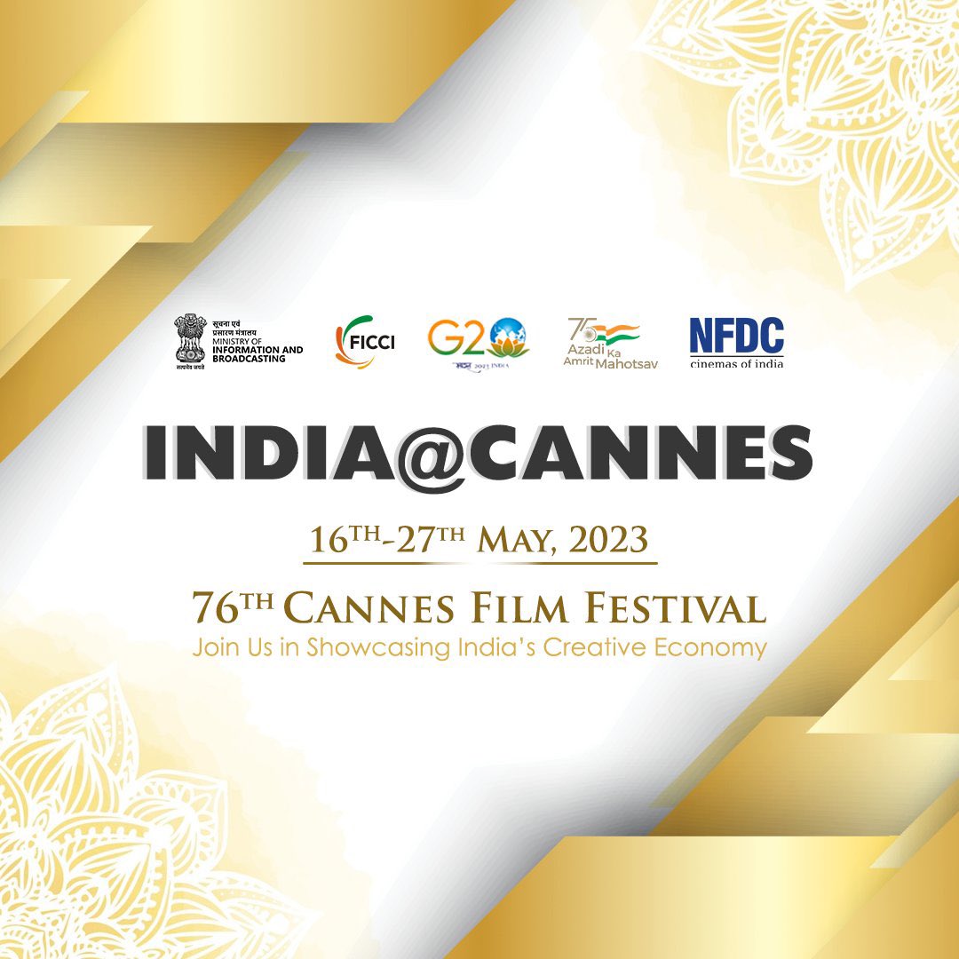 Lights, Camera, Cannes!🎥 India🇮🇳 is all set to showcase its Creative Economy to the world. Do join in this exciting journey that begins today! 📍: 76th Cannes Film Festival 📆: 16th-27th May #IndiaAtCannes #CannesFilmFestival