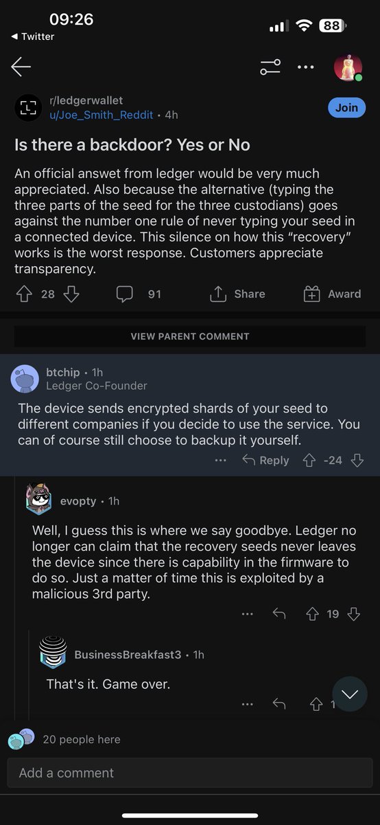 WTF is this real <a href="/Ledger/">Ledger</a> ? this is unreal im literally getting sick

do you have any idea how much money your devices secure ???

have you been lying all this time saying the seed on the device cannot be accessed in anyway?