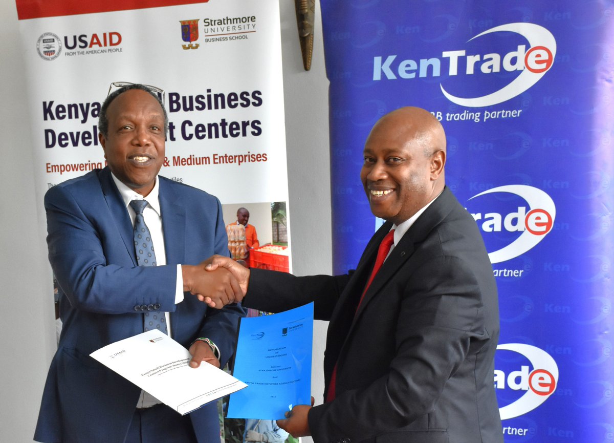 THREAD....

Today marks an important day for KenTrade as we signed a Memorandum of Understanding (MOU) with Strathmore University Business School on their Kenya Small Business Development Centers Program #KenyaSBDC). 1/4

<a href="/StrathU/">Strathmore University</a> <a href="/CEO_KenTrade/">David Ngarama</a> <a href="/SBSKenya/">Strathmore University Business School</a>