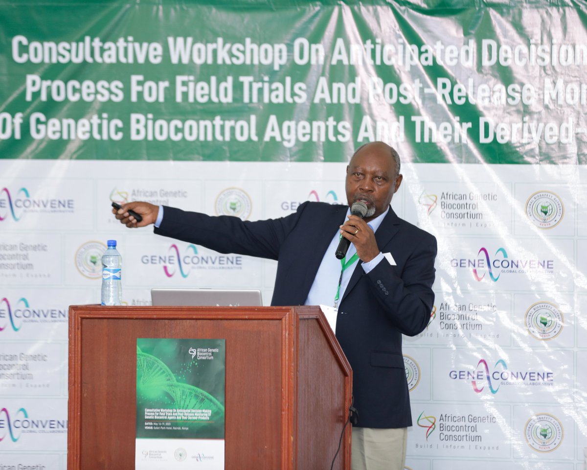 Prof Charles Mbogo from @pamcafrica giving an Introduction to #GeneDrive technology development for malaria vector control & its status. For gene drive, coordination is key through research forums, best practice guidance, capacity strengthening, and engagement

#GeneticBiocontrol