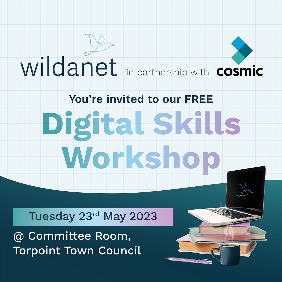 Do you know your Whatsapp from your Messenger? 💬 Need a bit of help with Video Calls? 💻 Wildanet is partnering with @Cosmic_UK to run a FREE digital skills workshop in Torpoint. Sign up for our free workshop here: eventbrite.co.uk/e/digital-skil…