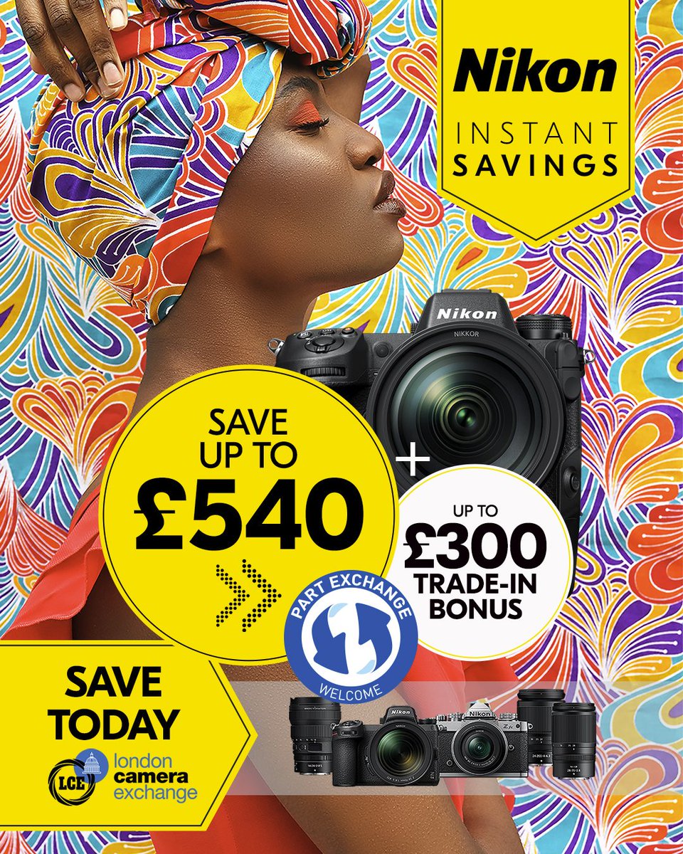 LCEOffers's tweet photo. ‼ Save up to £540 plus up to £300 Trade-In Bonus ‼

You can instantly save up to £540 on selected #Nikon cameras &amp; lenses now. You can also take advantage of receiving up to a £300 Trade-In Bonus...find out more 👉 https://t.co/h085TYmOH2

#InstantSave #LondonCameraExchange https://t.co/Z2dAGbRPo9