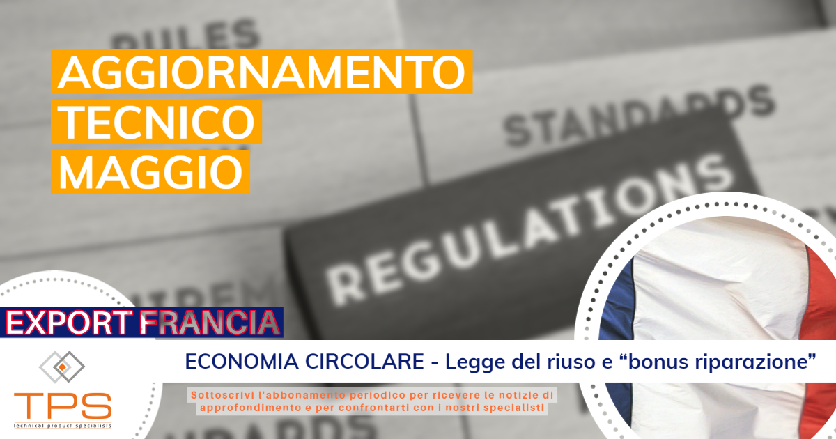 stefano_ottavi's tweet photo. AGGIORNAMENTO TECNICO - MAGGIO 2023:
Legge Agec - Loi Anti-gaspillage pour une #économie #circulaire - introduce il #bonus #riparazione. Il provvedimento incentiva i consumatori ad aggiustare piuttosto che acquistare nuovi prodotti 

#TPS #technical #product #specialists #export https://t.co/ZVnhsXT2hK