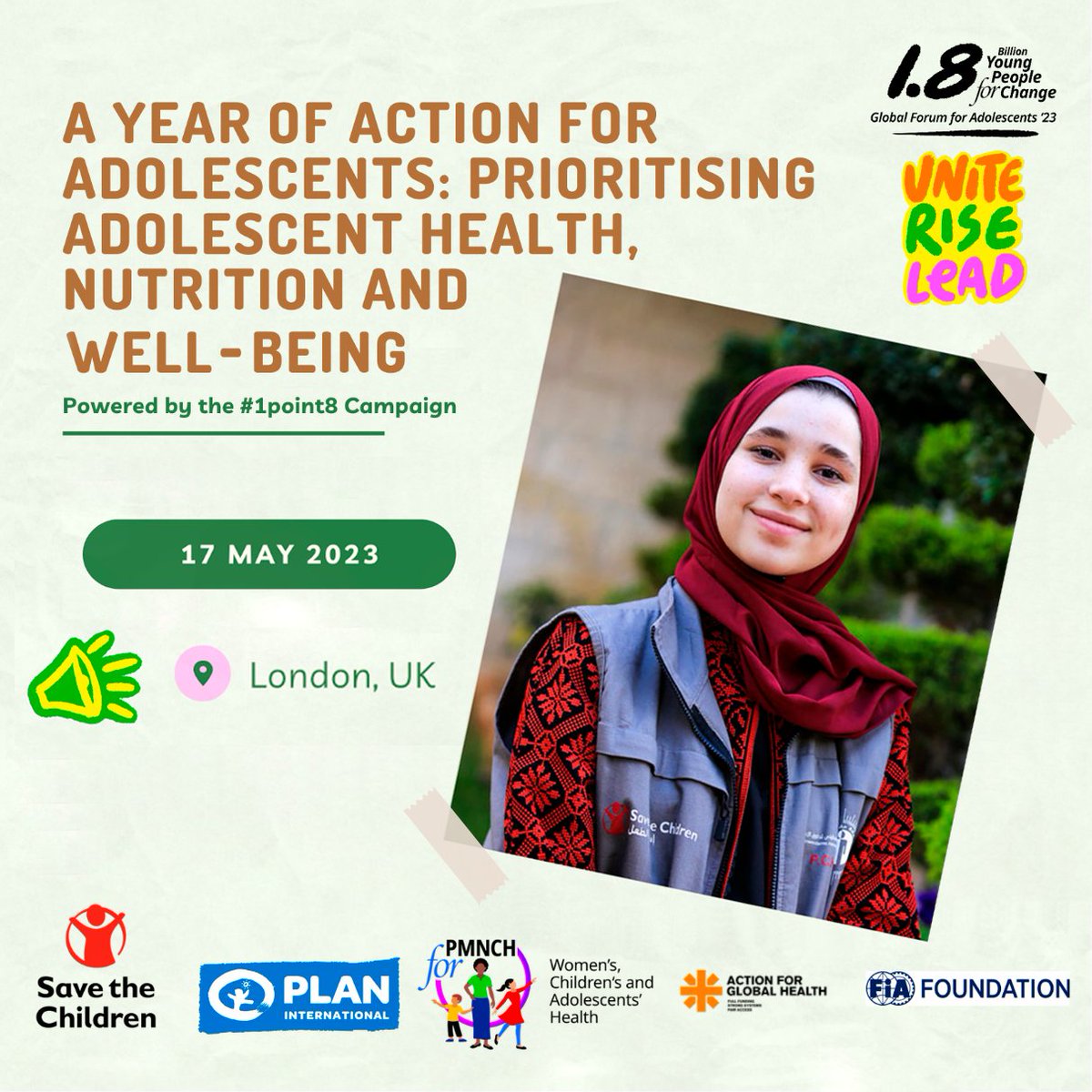 📢London-based partners: Join us for a #1point8 event w/thought leaders, technical experts & youth activists in a dialogue to accelerate progress in health & well-being for young people. 🗓 May 17th 12:30pm BST in-person in London Register: 👉🏽bit.ly/41xHEJr