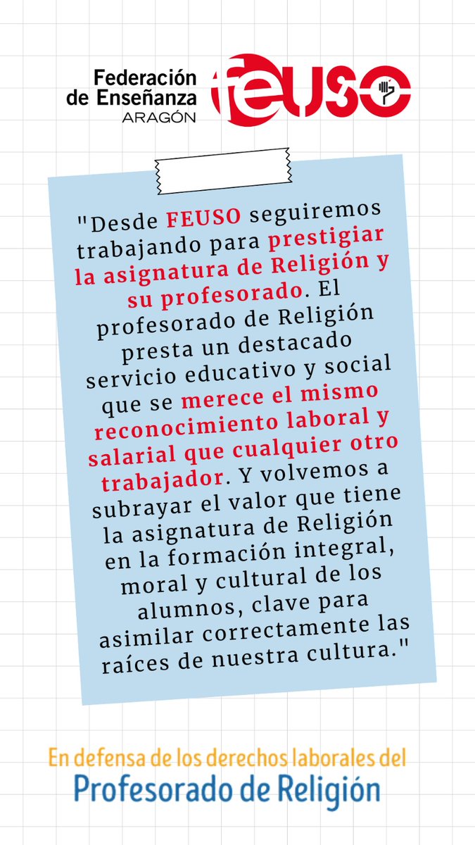 #FEUSO siempre en defensa de la asignatura de #Religión y su profesorado.
#ReliesMas 
#conUSOmejor