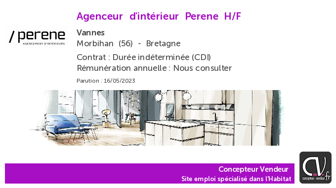 Offre d'emploi  Agenceur d'intérieur - Perene - Vannes (56) ift.tt/GQIAwXB