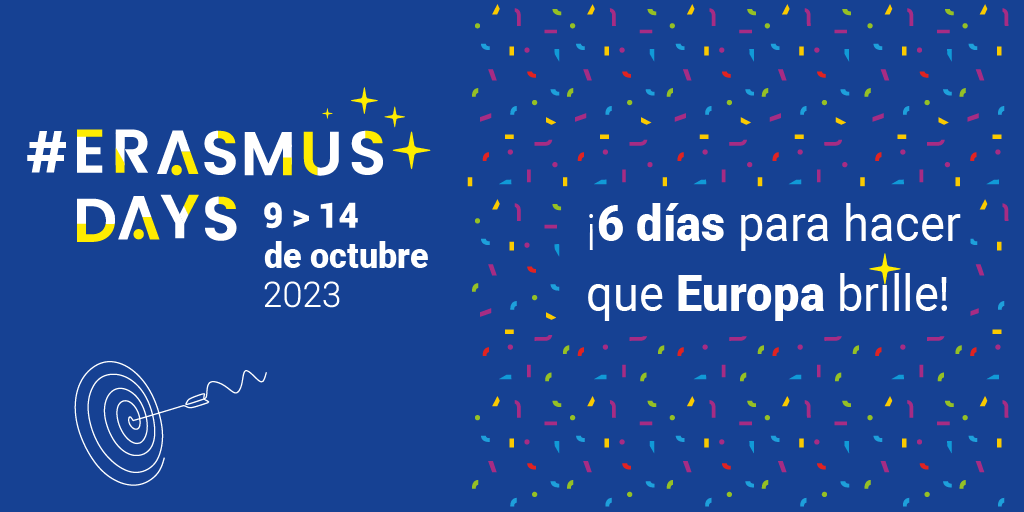 sepiegob's tweet photo. 🧐 ¡Apunta la fecha! Del 9 al 14 de octubre, participa en los #ErasmusDays.

Este año serán 6 días de celebración donde haremos brillar a Europa.

¡Regístrate! ▶️ https://t.co/vZ2OdWqNFY https://t.co/RoBwfgqn1V