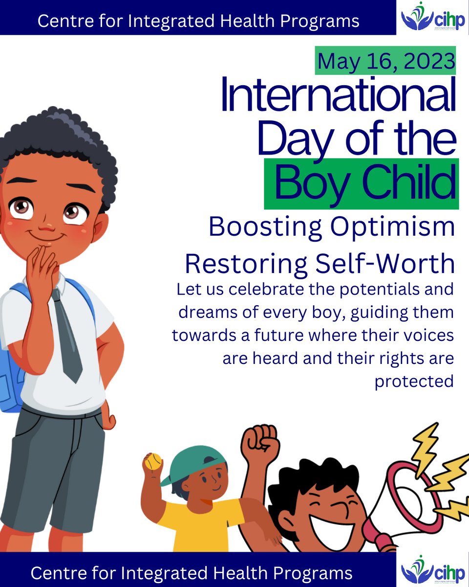 cihp_ng's tweet photo. Boosting Optimism, Restoring Self-Worth.
Happy International day of the Boy Child 

#InternationalDayofTheBoyChild2023 https://t.co/9tL82oxLdq