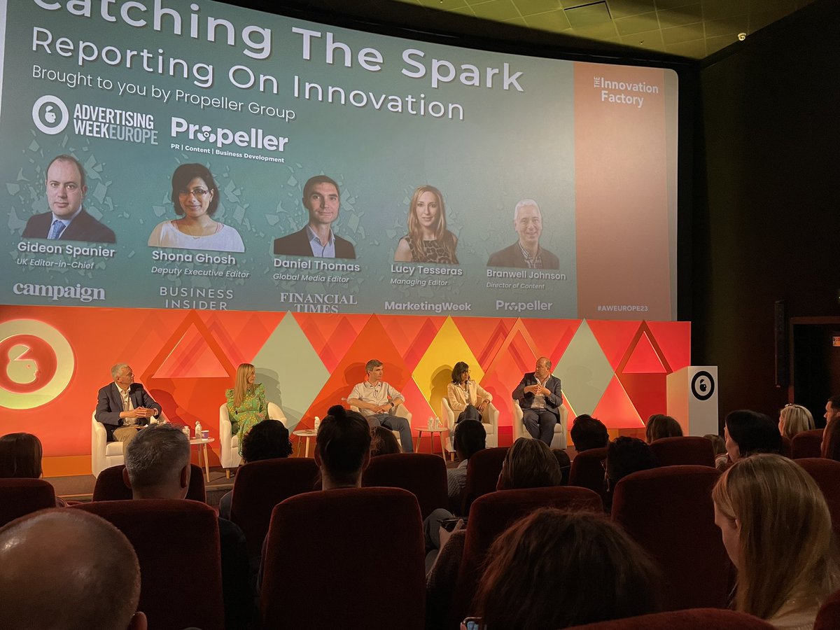 KieranKent's tweet photo. .@gideonspanier says exclusives still matter in journalism on @propellerites @Branwellcontent panel at @advertisingweek - big advantage knowing about something first for breaking news and to also be thinking about the follow-up story angle ahead of other journos #aweurope23 https://t.co/X4lJhAPXoq