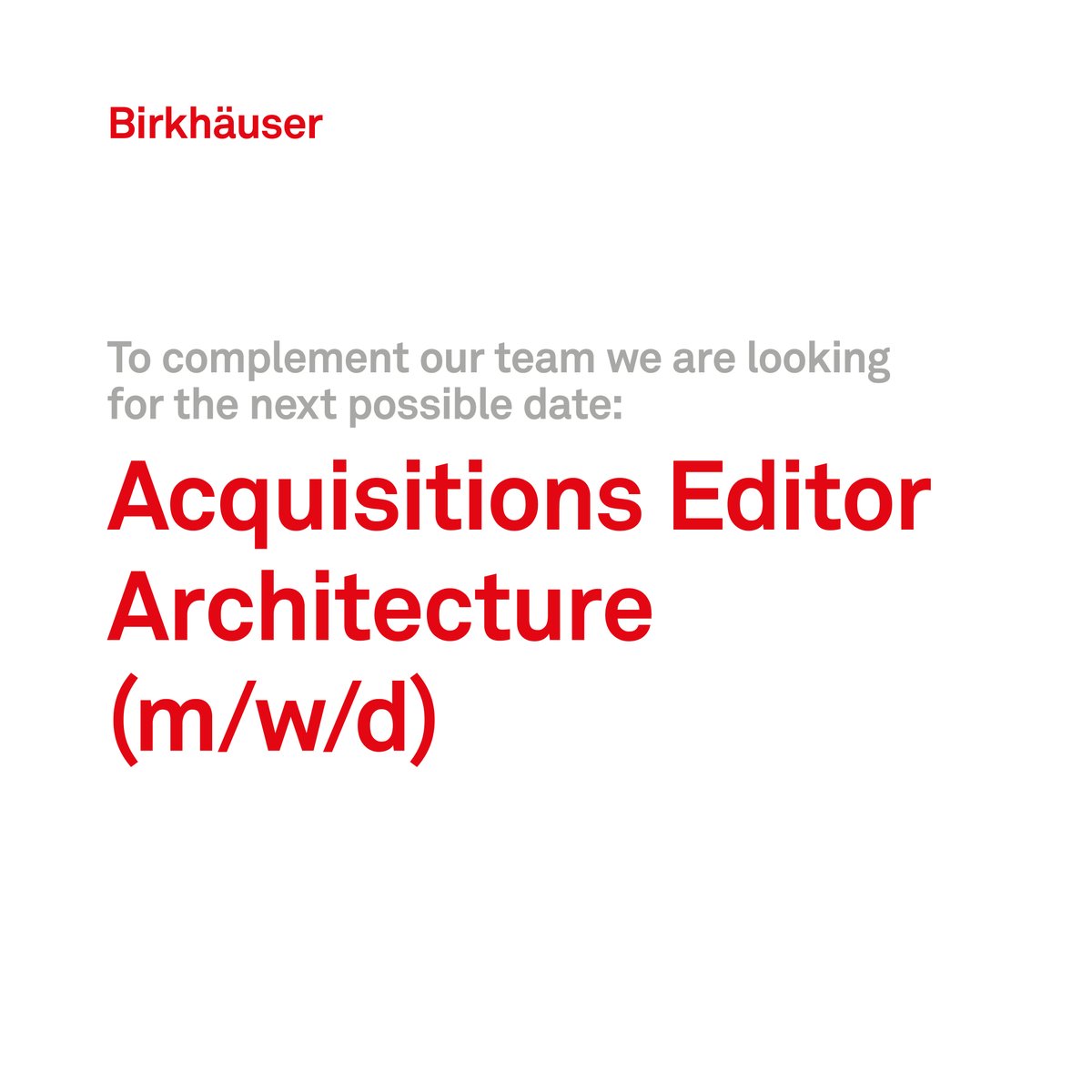 We are hiring: de-gruyter.onlyfy.jobs/job/itu1zyo5cd…

#jobseekers #architecture #Editorial #birkhauser #birkhäuser #books