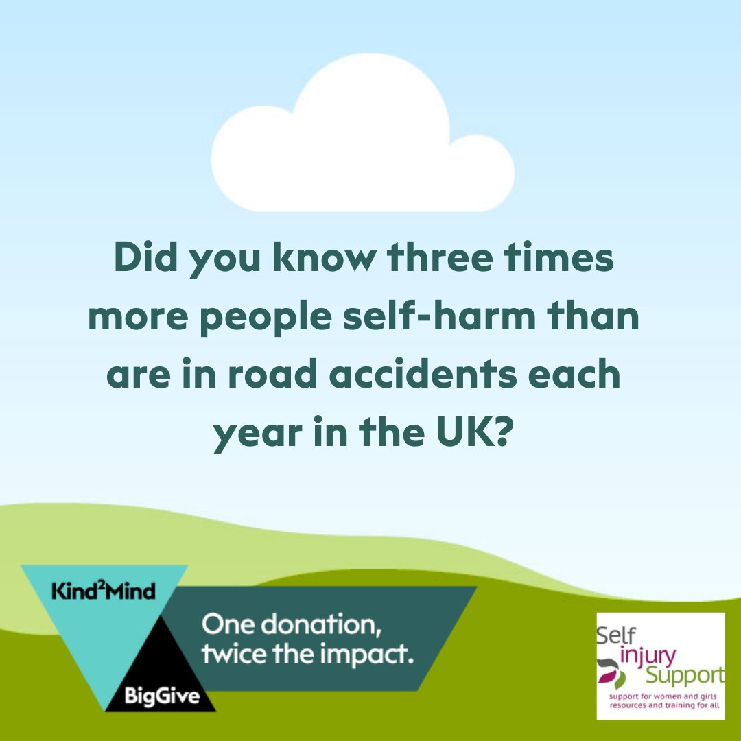 siftsupportuk's tweet photo. One Donation, Twice the Impact #Kind2Mind 
@BigGive 
 
Help us reach our target so no one goes without support when they need it

We've raised 13% of our target &amp; donations are doubled til 12pm on 22nd May: https://t.co/bFLcruG7oT

Donate NOW so no one is alone with #selfharm https://t.co/0IVPd2tkkT