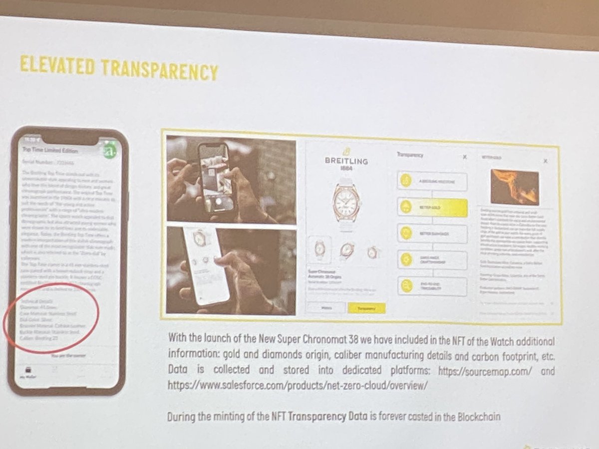 blokkstudio's tweet photo. Interesting presentation at #MetaverseLeadersSummit from @Breitling @kilotto about their #NFT use case. Thanks to this approach they manage to accelerate customer engagement, improve customer experience and create a safe environment to trade the watches. https://t.co/Ql2T5vZy60