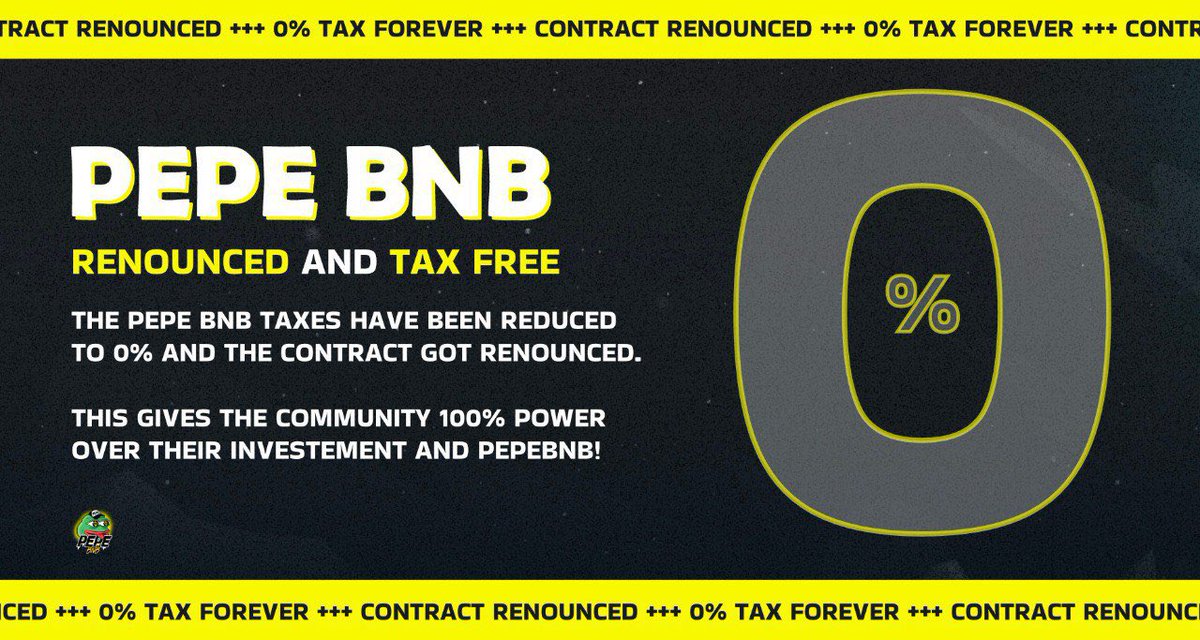 Blocboybenji's tweet photo. #PepeBNB  made a major announcement, they renounced the contract and changed the taxes to 0%

Currently on a discount, I bought some more!

$Pepe #Pepe $BNB https://t.co/OJcvURxLNJ