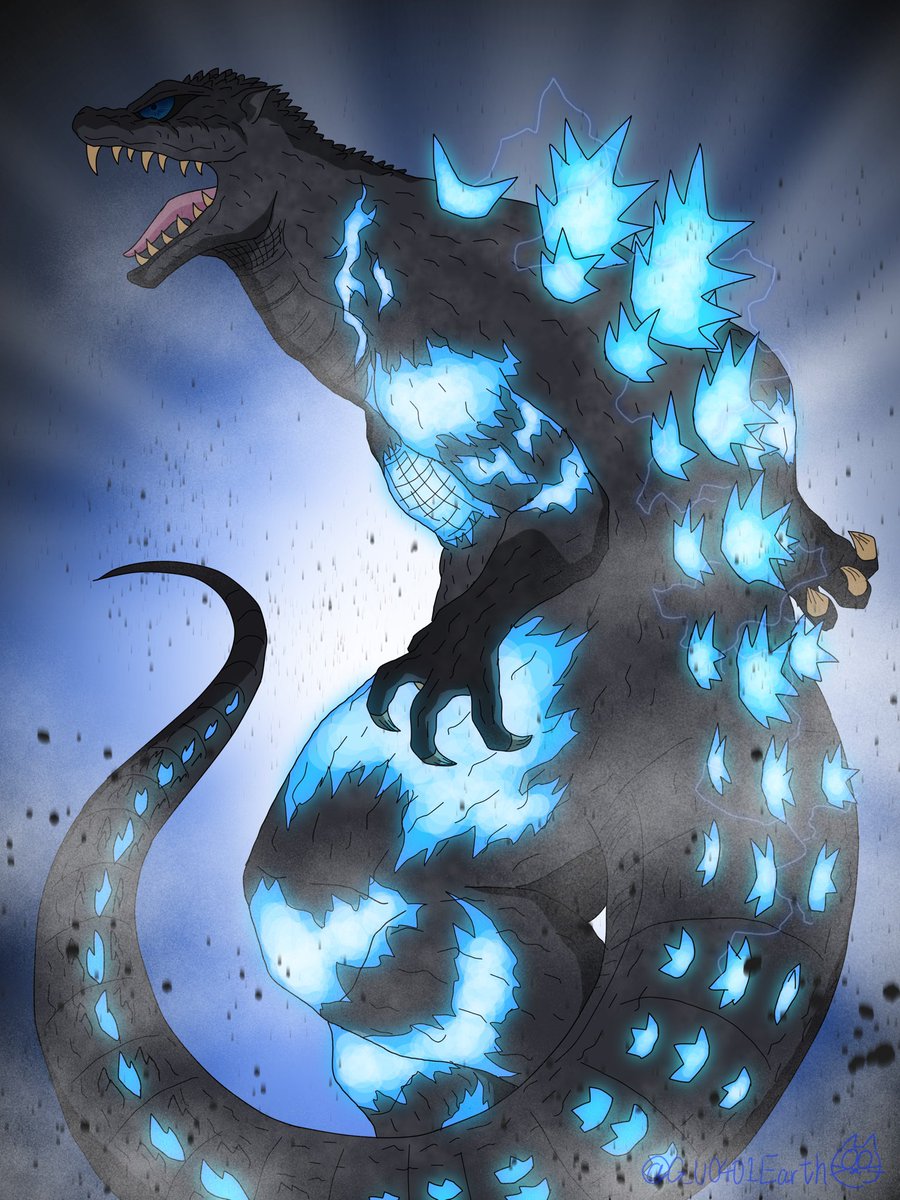 ゴジラ 「『ブルー・バーニングゴジラ』 #ゴジラ #Godzilla」|猫怪獣ノラのイラスト