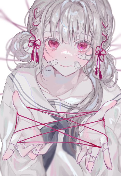 「string white hair」 illustration images(Latest)