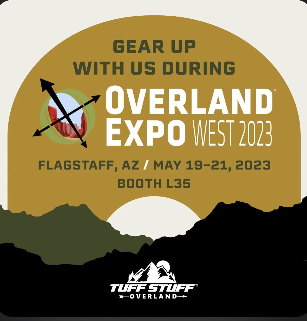 tsoverland's tweet photo. We are going to Overland Expo West! 

Stop by our booth (L35) to get a first-hand look at the latest overland gear, buy branded merch, and enter our giveaway to win a free 180 XL Awning! See you! https://t.co/10fpLioX0D