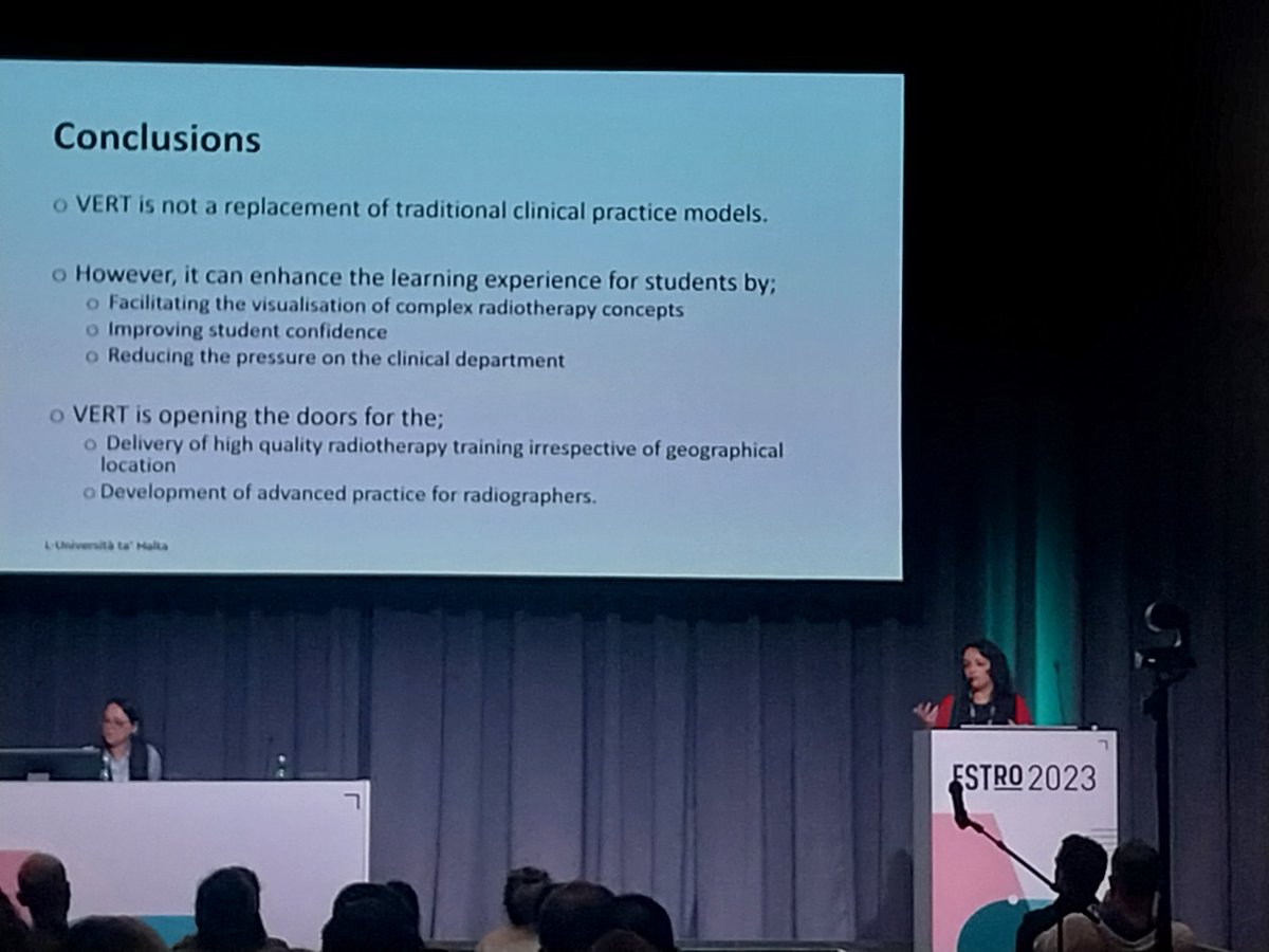 Mercieca: VERT can help to bridge the gap between academia and clinical practice for student #RTT #ESTRO23 <a href="/ESTRO_RT/">ESTRO</a>