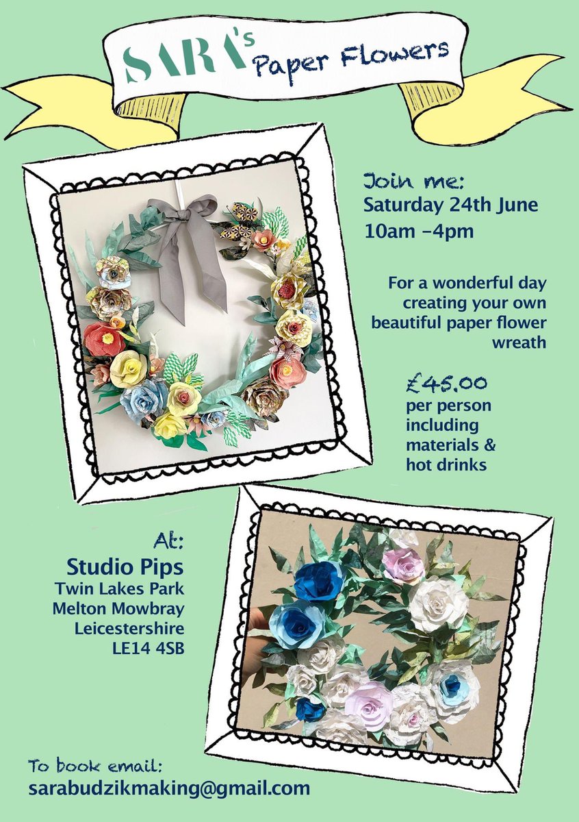 Book now to secure your space….
#melton #meltonmowbray #leicestershire #rutland #oakham #loughborough #craftcourses #creativeworkshops #eastmidlands #papercraft #paperflowers #summerwreath #hendo #bridesmaids #bouquet #weddingflowers