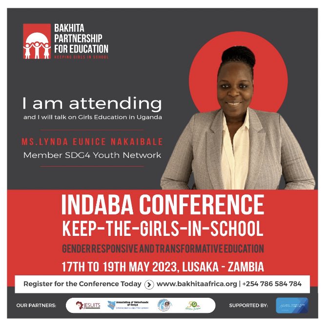 lynda_eunice's tweet photo. Happy to share that I have been invited to Lusaka, Zambia to speak and moderate at the #IndabaConference organized by the @bakhitaafrica - a faith based organization.

The conference, is a great opportunity to discuss and forge a new path for girls’ education in Africa. https://t.co/zDuSq5Nz8r