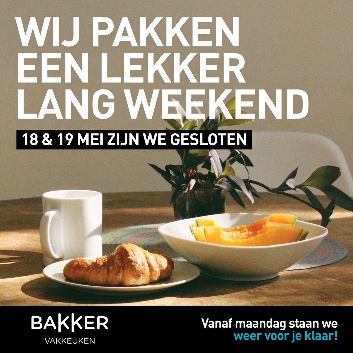 Ook zo toe aan een lekker lang hemelvaartsweekend? Wij in ieder geval wel. Daarom zijn we op 18 en 19 mei gesloten. De storingsdienst blijft uiteraard gewoon bereikbaar. Tot maandag! #hemelvaart #weekend #ambachtmaakthetverschil