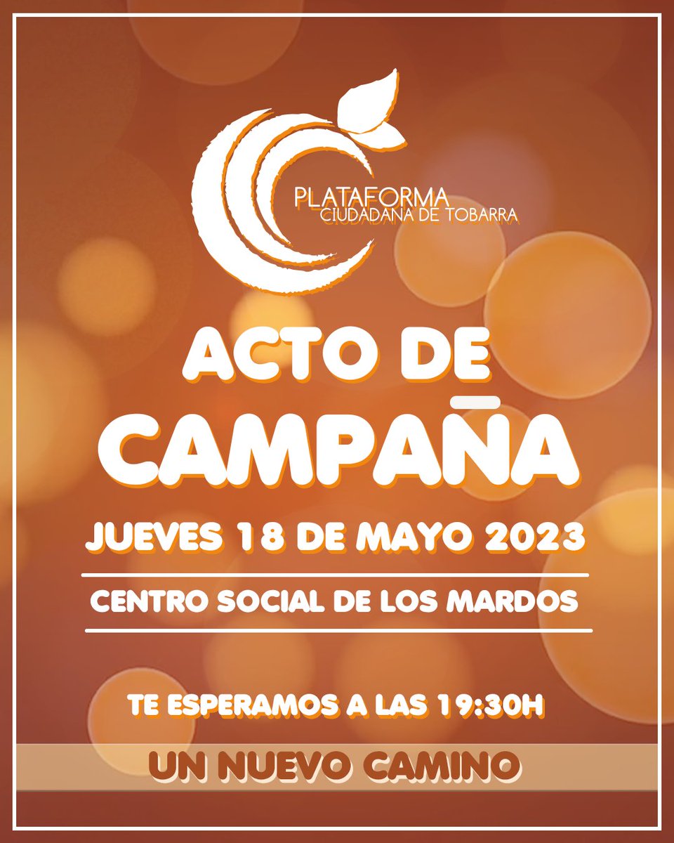 PlataTobarra's tweet photo. 🟠 ACTO DE CAMPAÑA LOS MARDOS 🟠
El jueves 18/05 seguiremos la campaña en el Centro Social de Los Mardos a las 19:30. Esperamos con entusiasmo vuestra presencia y todas las propuestas que podáis aportar para mejor la vida en nuestras pedanías
#UnNuevoCamino
#PlataformaTobarra2023 https://t.co/KSFrvn3QNA