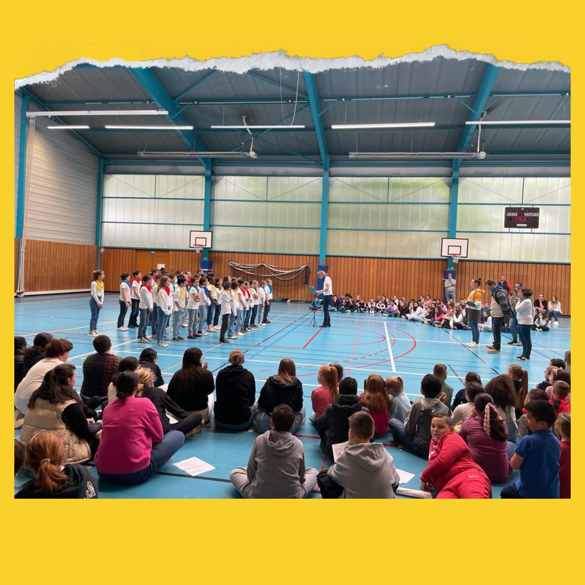 ClgHanotaux's tweet photo. Le 15 mai dernier, nous avons eu la chance d’accueillir les rencontres chantantes au gymnase du collège Gabriel Hanotaux. Nos élèves de sixième ainsi que ceux des écoles primaires se sont rencontrés et nous ont offert de très belles prestations. https://t.co/PiZ9m1ymH7