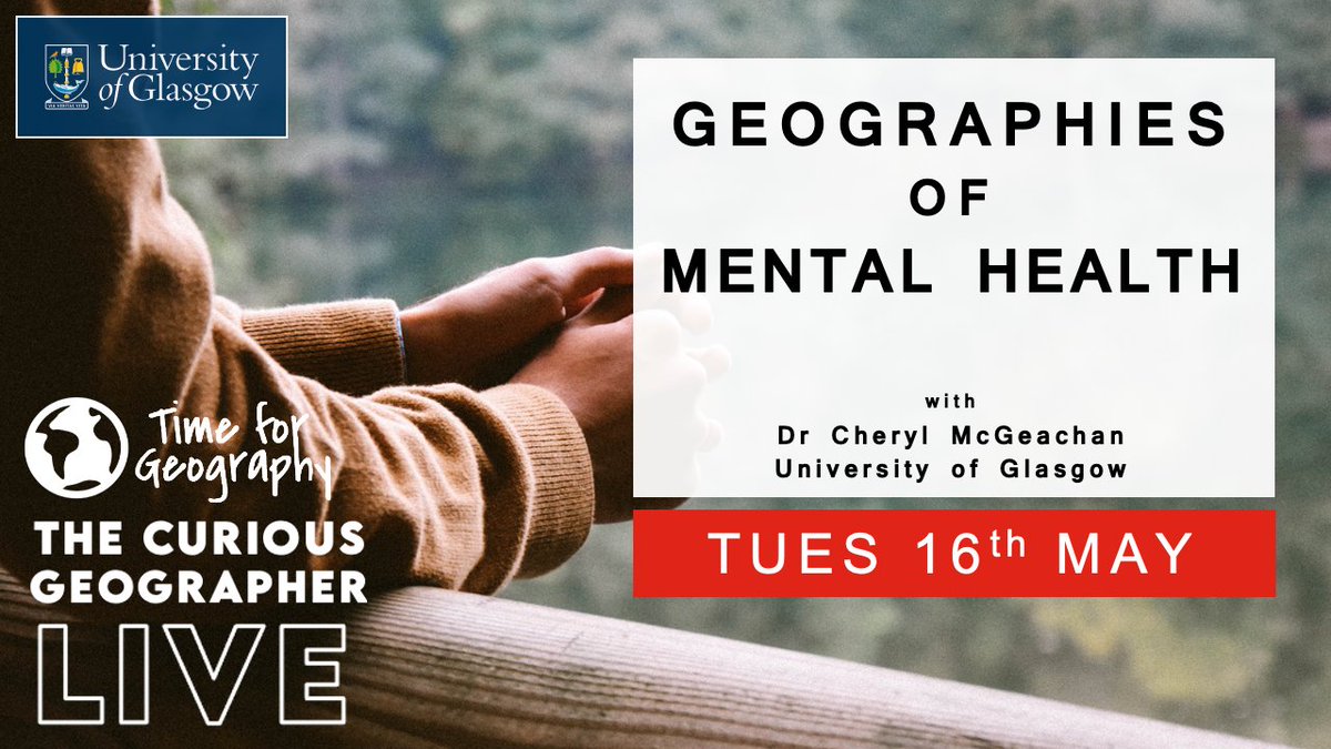 🎙️Don't miss out on an intriguing conversation tonight at 6PM BST! @thecuriousgeog sits down with Dr Cheryl McGeachan from @UofGGES to explore the geographies of mental health. @timeforgeog, @The_GA @ESTA_UK timeforgeography.co.uk/videos-contain… #Geography #LiveInterview