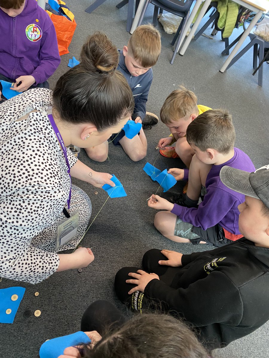 Primary 4/5 challenging themselves with some sewing skills. #ambition