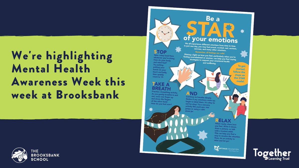 We're highlighting #MentalHealthAwarenessWeek in assemblies this week. Information, including this STAR poster, has been displayed <a href="/thebrooksbank/">TheBrooksbankSchool</a> 
Students are urged to talk to form teachers who are more than willing to offer help &amp; support 💙#ToHelpMyAnxiety #spiritofbbs