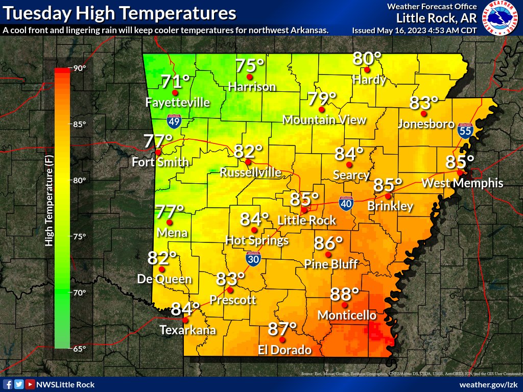 NWS Little Rock on Twitter "A cool front will be moving through the