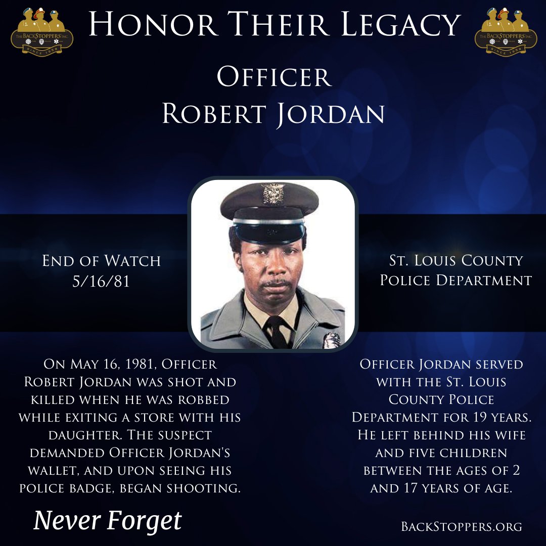 We will never forget Officer Robert Jordan who made the ultimate sacrifice on May 16, 1981. Today we pay honor and respect to the life and memory of Officer Jordan. #NeverForget