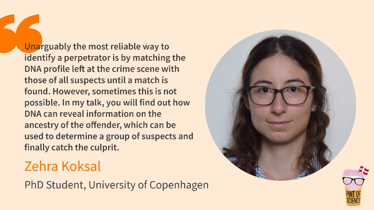 pintofscienceDK's tweet photo. 📣 #pint23 in #Copenhagen #OurBody 🏃‍♀️👤

Join us for a great #science evening with Zehra Koksal @retsmedicin @UCPH_health Using ancestry DNA to find criminals 🕵️‍♀️💀🧬

🗓 Tuesday, May 23rd, 19.30
📍 Next House Copenhagen (Bernstorffsgade 27)
➡️ More info https://t.co/YPJD8txGUG https://t.co/nsLLS04fOn