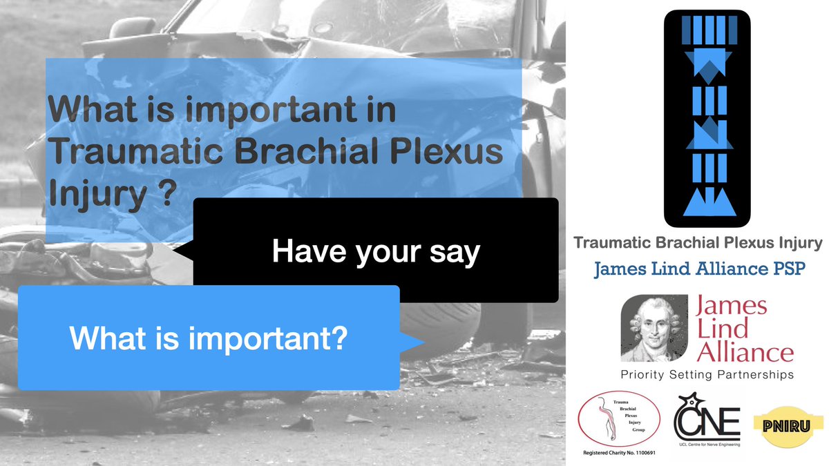 Help influence the future of research into Traumatic Brachial Plexus Injuries. Share the questions you want answered by research in <a href="/JlaTbpi/">Traumatic Brachial Plexus Injury PSP</a> survey with @Lindalliance here: docs.google.com/forms/d/e/1FAI…
Survey is open until the 1st June, 2023. #TBPIPSP