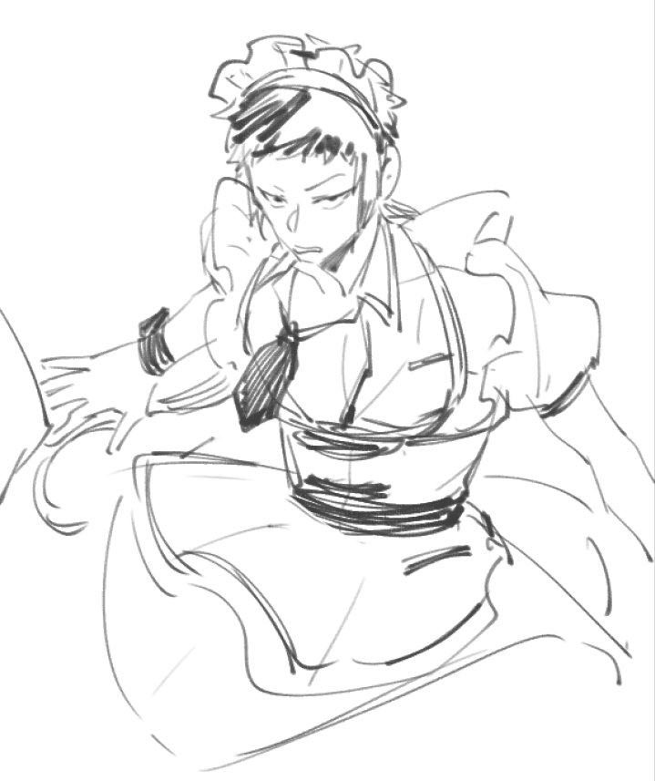 IsaahiIsaahi's tweet photo. 群友に描かれたメイド服の山崎さん
#Hakuouki
#薄桜鬼 https://t.co/KAfXGc0qAo