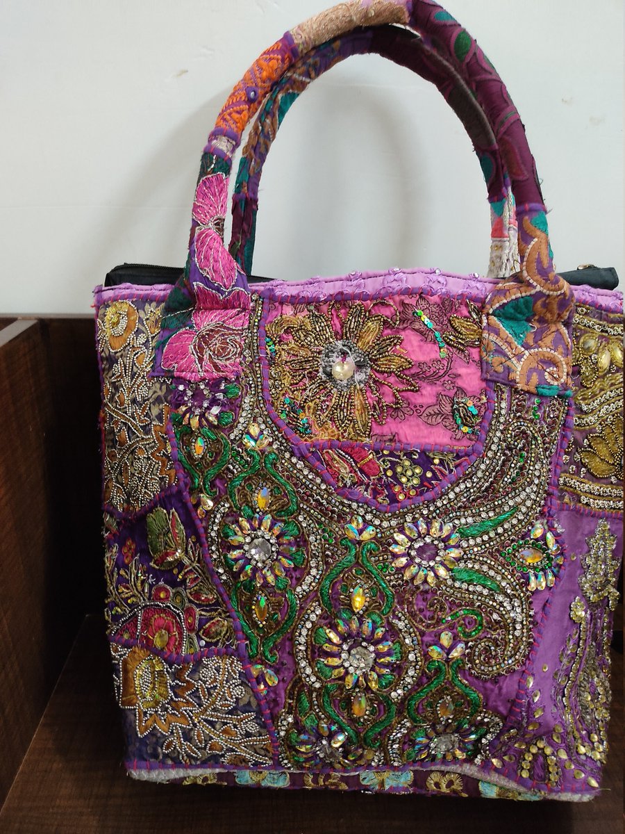 #etsy shop: Sequin Embroidered Boho Style Ethnic Fashion Purse, Floral Embroidery Sustainable Fashion Unique Design Vintage Look Indian Eco-friendly Bag etsy.me/3M6RTi7 #bohemianstyle #ethnicfashion #handcraftedpurse #colorfultote #floralembroidery #sustainable