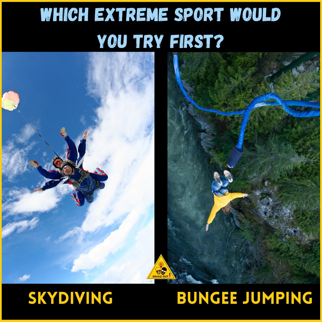 Which extreme sport would you try first?
A. Skydiving
B. Bungee jumping
.
.
.
.
#skydiving #bungeejump #facts #amazingfacts #weird #weirdfacts #dimagout😝