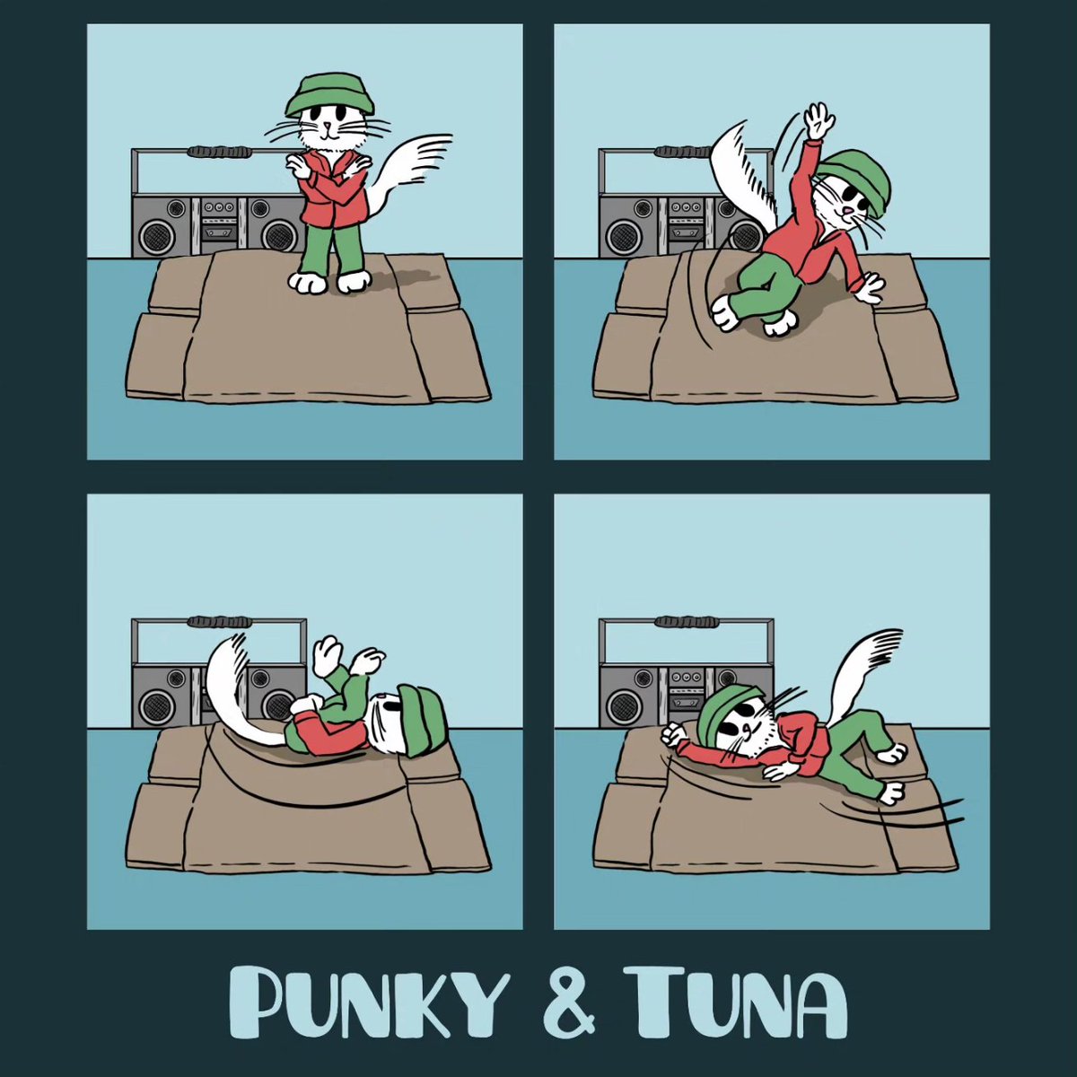 PunkyTunaComic's tweet photo. Which song is Tuna breakdancing to?
•
•
•
•
•
#punkytunacomic #Tuna #breakdance #breakdancing #cat #kittycomic #webomic #createdonsurface #affinitydesigner #madeinaffinity #boombox #cardboard https://t.co/XnOdM1Dt9O