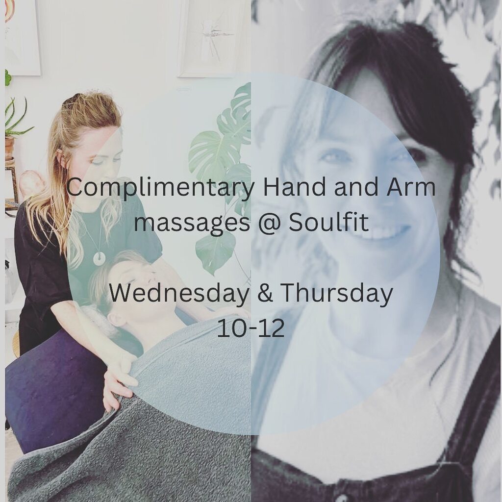 SoulfitLtd's tweet photo. 🌟FREE hand/arm massage @ Soulfit  10-12 this Wednesday &amp; Thursday! 

As part of Mental Health Awareness Week two of our wonderful therapists will be offering hand &amp; arm massages in Hannah’s cafe. 

✨Come to a class
✨Bring a friend 
✨Relax with a soot… https://t.co/kvhWlEY9HO https://t.co/SAx8UZlthO