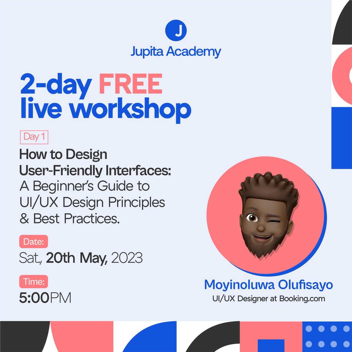 JupitaAcademy's tweet photo. Ready to unlock your potential in UIUX design?
Join us for a FREE 2-day workshop & get the opportunity to network with fellow designers & enhance your portfolio.
Register here: https://t.co/KvJs98FYDe
#UIUXworkshop #UIUXDesigner #TechisHiring #jupitaacademy #uiuxdesign https://t.co/ZRCUNZsalv