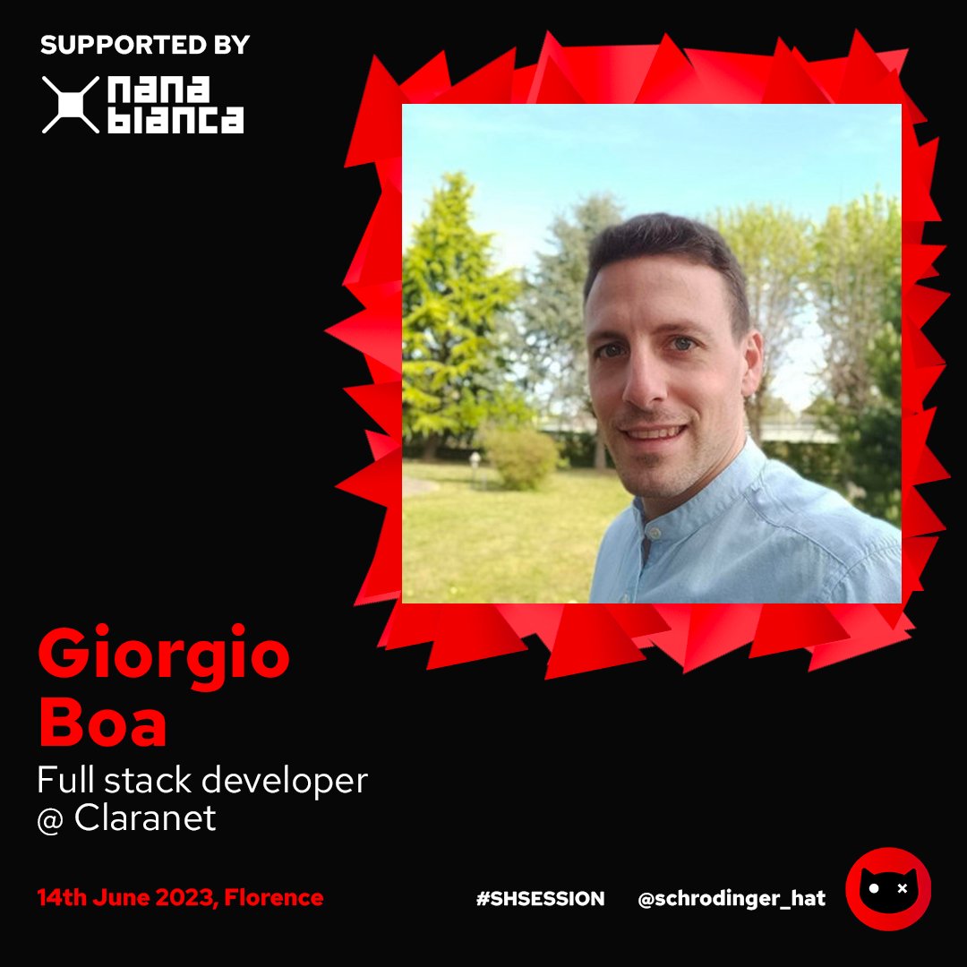 📣 Today we introduce <a href="/giorgio_boa/">Giorgio Boa</a>   as speaker of Schrödinger Session: Qwik!  

Join us the 14th June @ <a href="/NanaBiancaItaly/">Nana Bianca</a>   
🎟️Free tickets here: eventbrite.it/e/schrodinger-…  

#opensource #osday #event #evento #conference #Tech #foss #florence