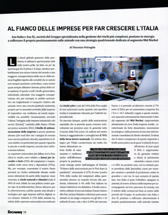 AXAItalia's tweet photo. 📰 Su @Economy_Mag  un ampio articolo di scenario dedicato al mondo delle #imprese, sempre più rilevanti nella strategia del Gruppo @AXA .

A parlarne Giacomo Gigantiello, CEO AXA Italia e SaverioLongo Country Manager AXA XL Italia
#ProudtobeAXA
👇 https://t.co/XX4DqS7K0C